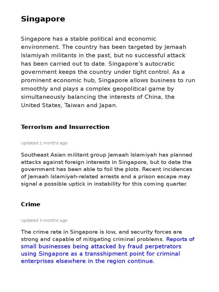 Singapore - Write Up - 080620 | PDF | Singapore | World Politics
