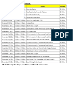 Training Schedule 2016