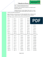 Tabuadas em branco para treino de cálculo