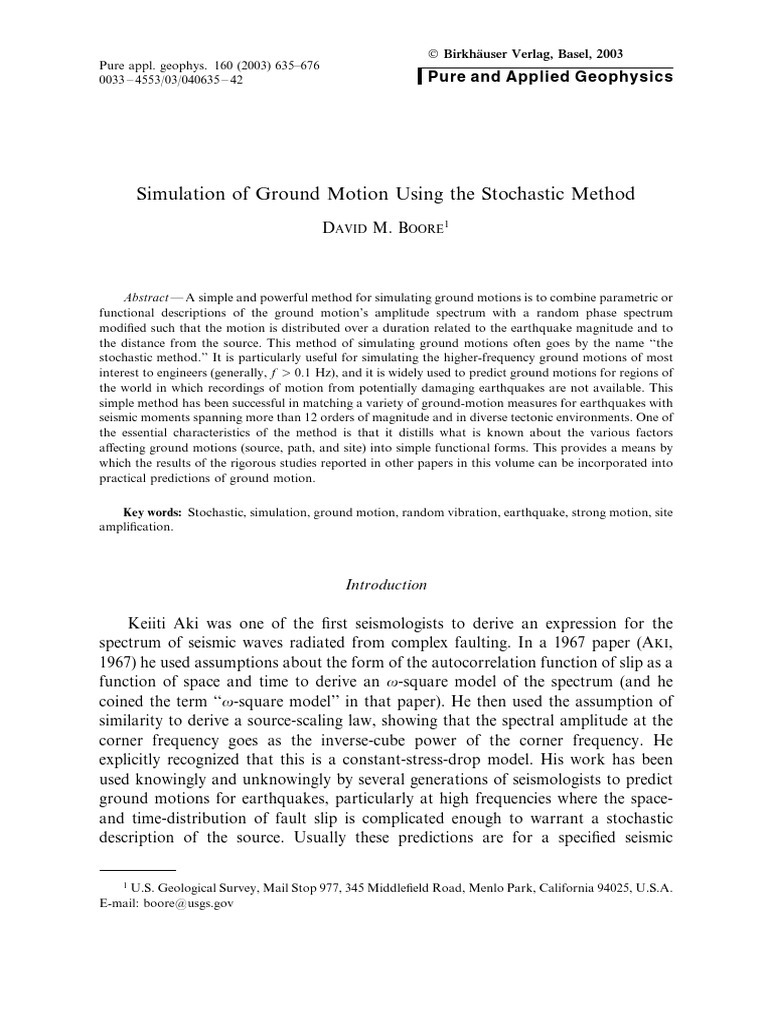 Stochastic Ground Motion Simulation | PDF | Moment Magnitude Scale ...
