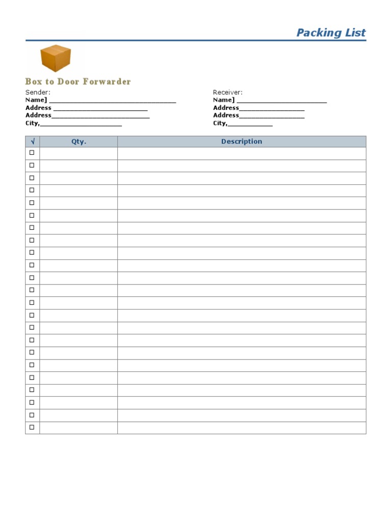 Packing List PDF