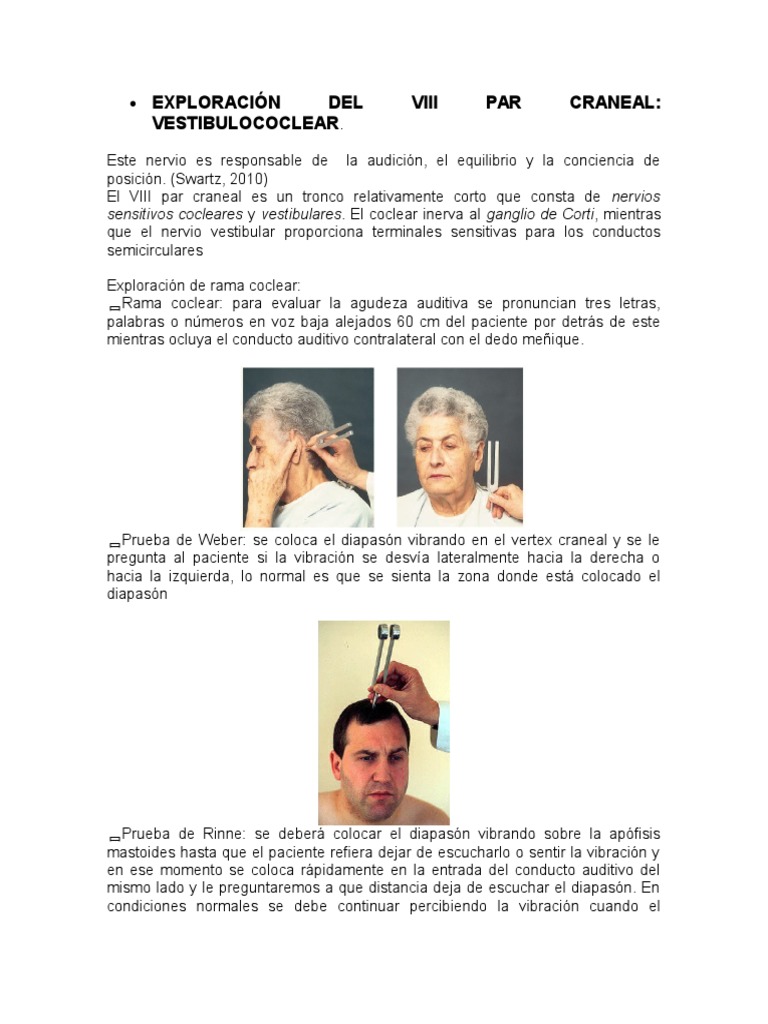 Exploración Del Viii Par Craneal | PDF | Escuchando | Oído