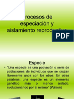 Procesos de Especiación y Aislamiento Reproductivo