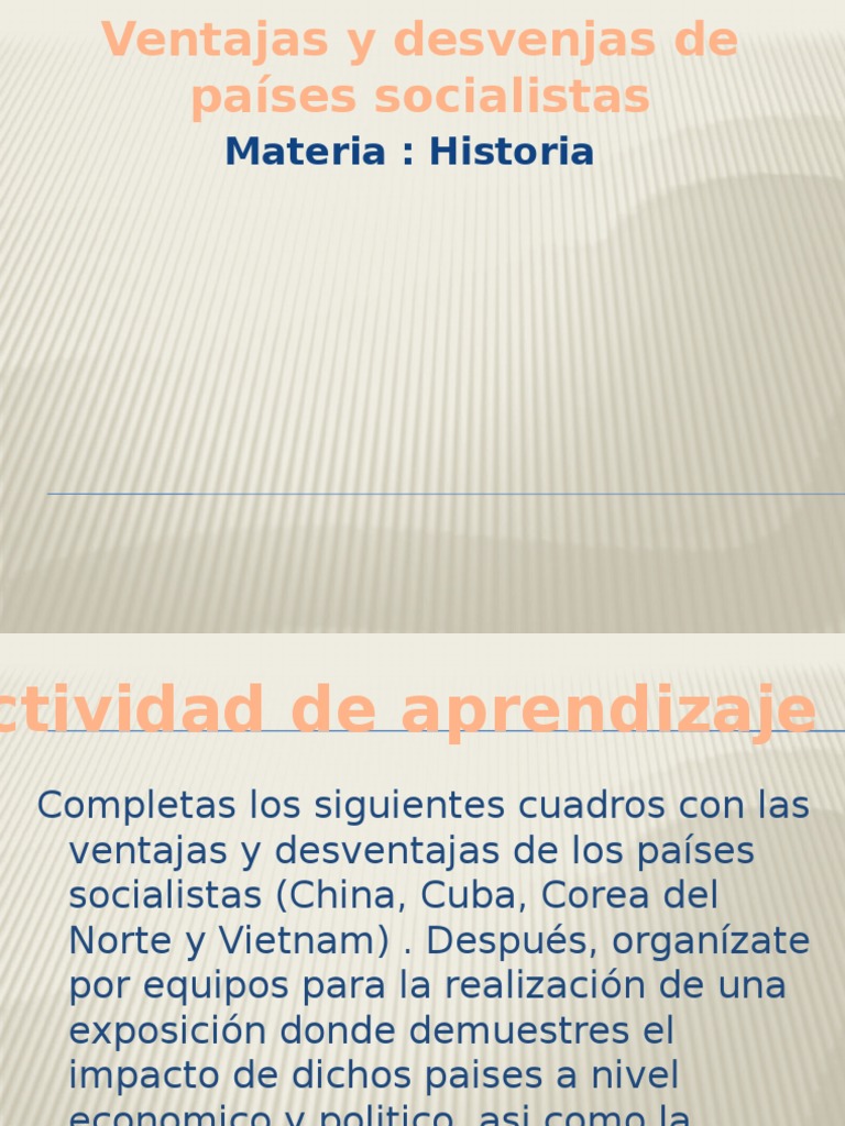 Ventajas y Desventajas de Paises Socialistas | PDF | Comunismo | Socialismo