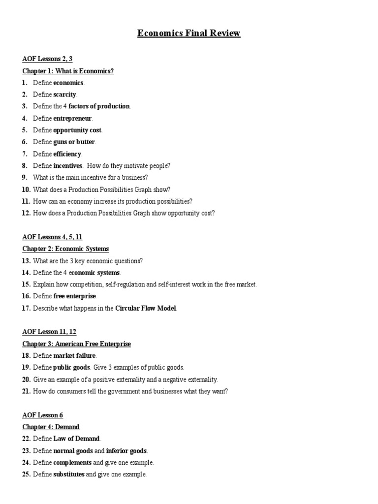 Economics Final Exam Review QuestionsFall 2016 Demand Fiscal Policy