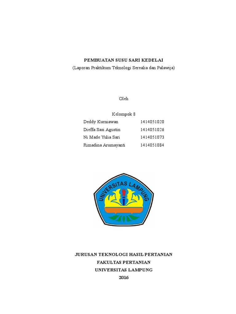 Contoh Laporan Praktikum Pembuatan Susu Kedelai Kumpulan