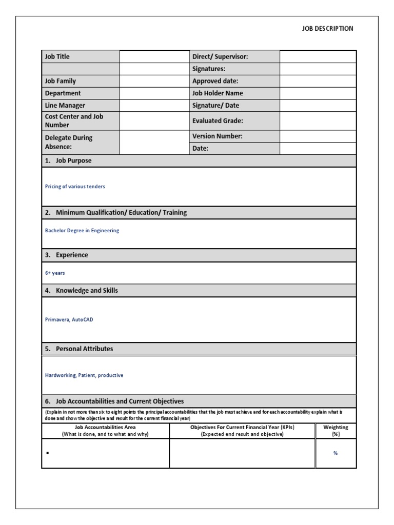 Job Description Form PDF