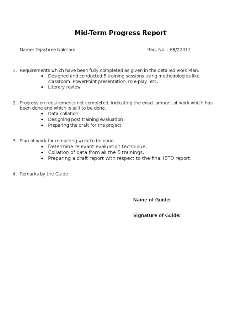 Mid-Term Progress Report Summary | PDF | Career & Growth | Computers