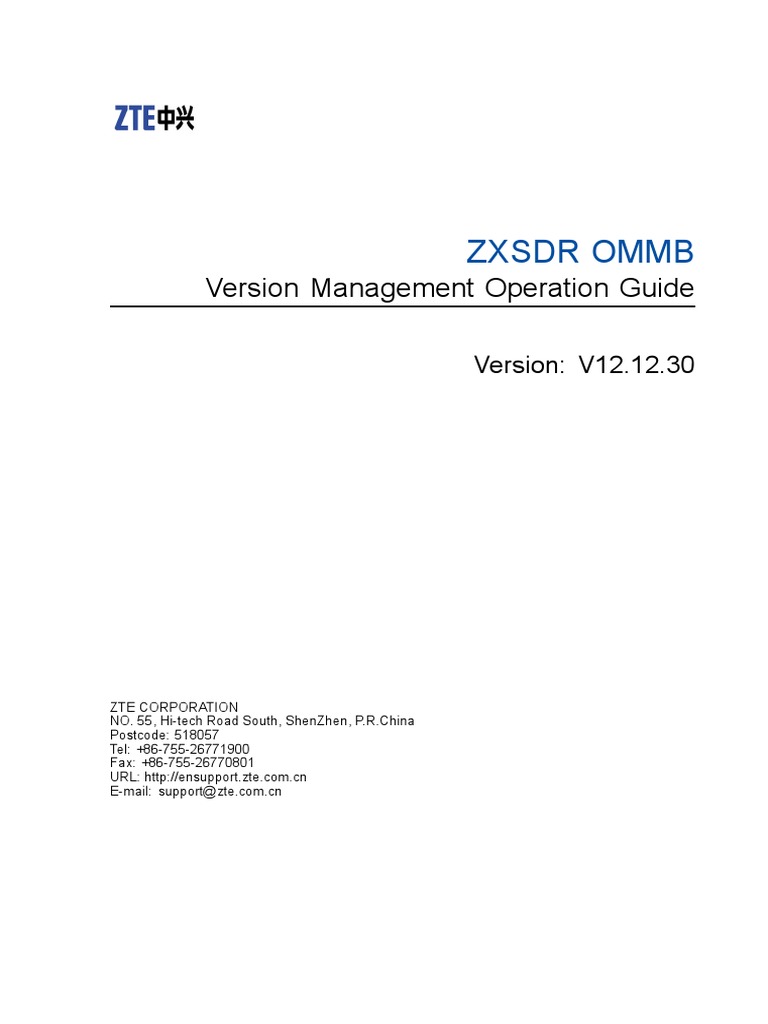 ZXSDR OMMB (V12.12.30) Version Management Operation Guide PDF