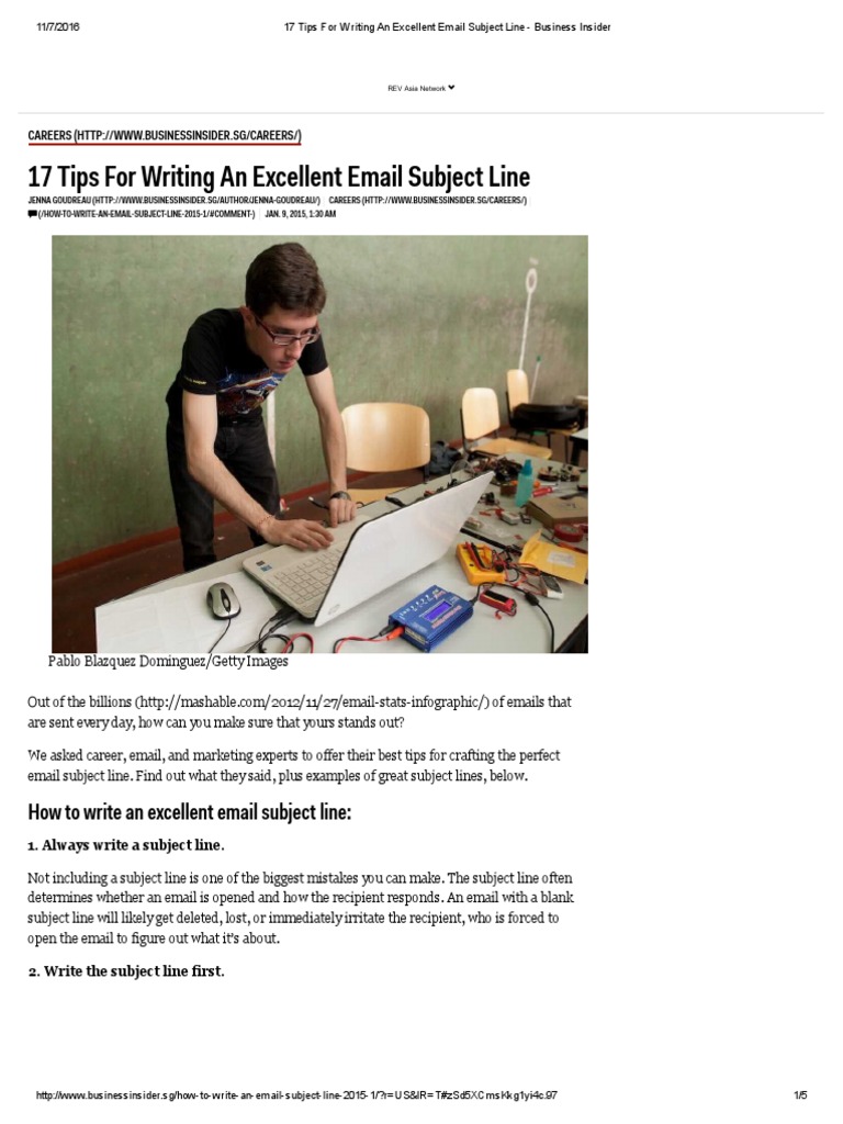 Email Subject Line Writing Tips | PDF | Email | Computing