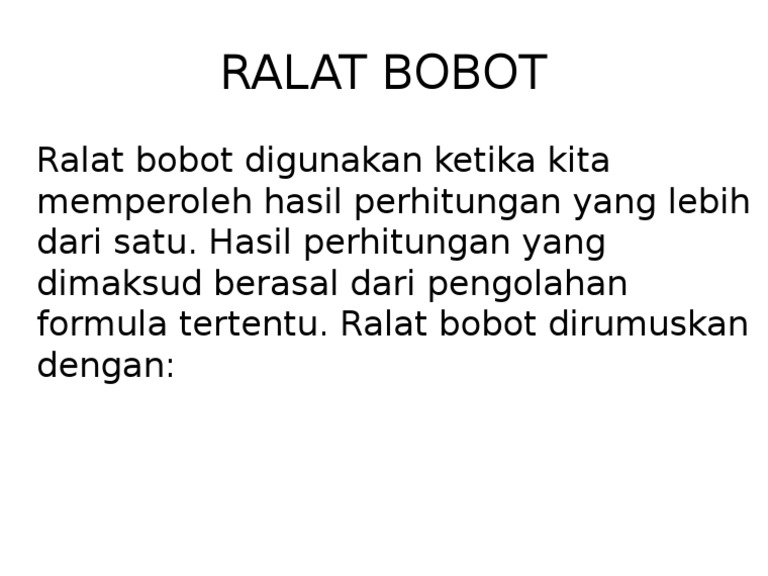 Ralat Bobot dalam Pengukuran | PDF | Pengelolaan Keuangan & Uang