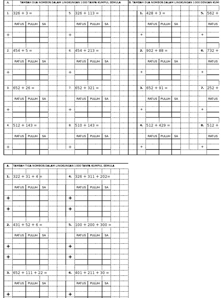 Latihan Matematik Tahun 2 Operasi Tambah Pdf