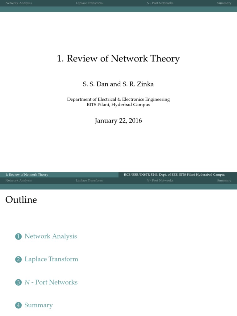 Network Analysis and Laplace Transform | PDF | Network Analysis ...