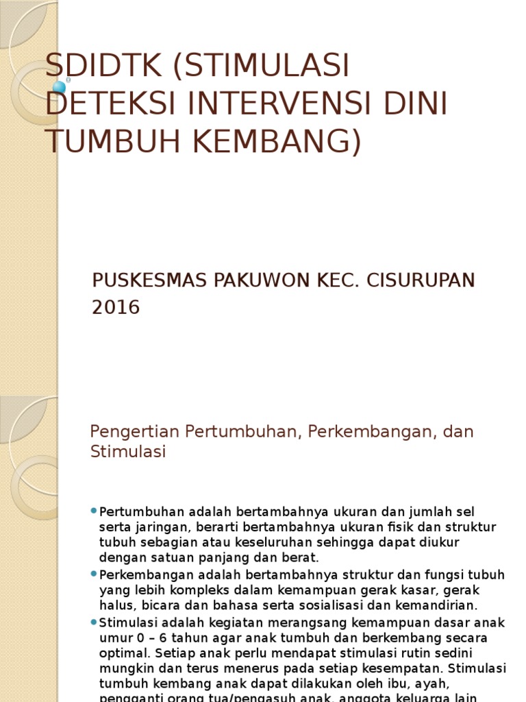 Program SDIDTK untuk Tumbuh Kembang Anak | PDF | Gaya Hidup