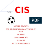 Cis Soccer Tryouts U-11