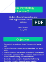 Social Psychology: Models of Social Interaction and Their Application To Social Skills Training