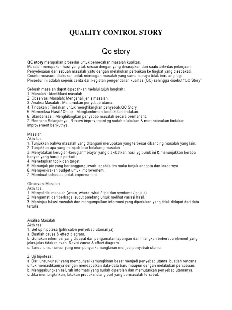 Prosedur QC Story untuk Pengendalian Mutu | PDF | Bisnis