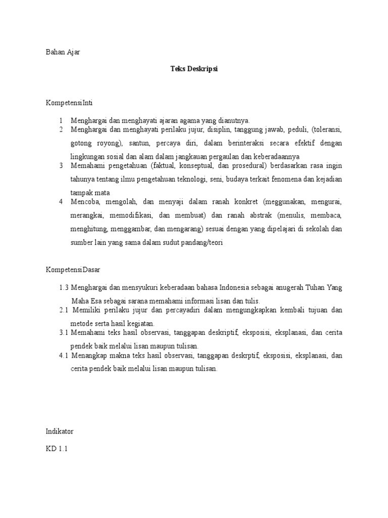 Bahan Ajar Teks Deskripsi Oke