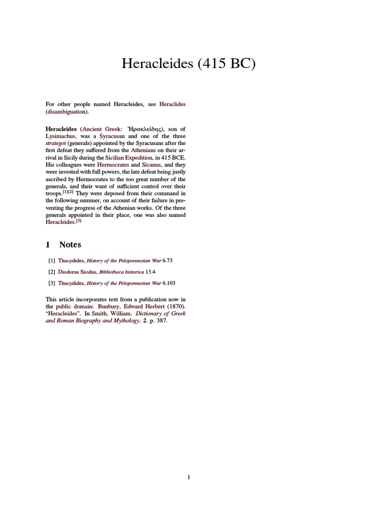 Heracleides: Syracusan General (415 BC) | PDF