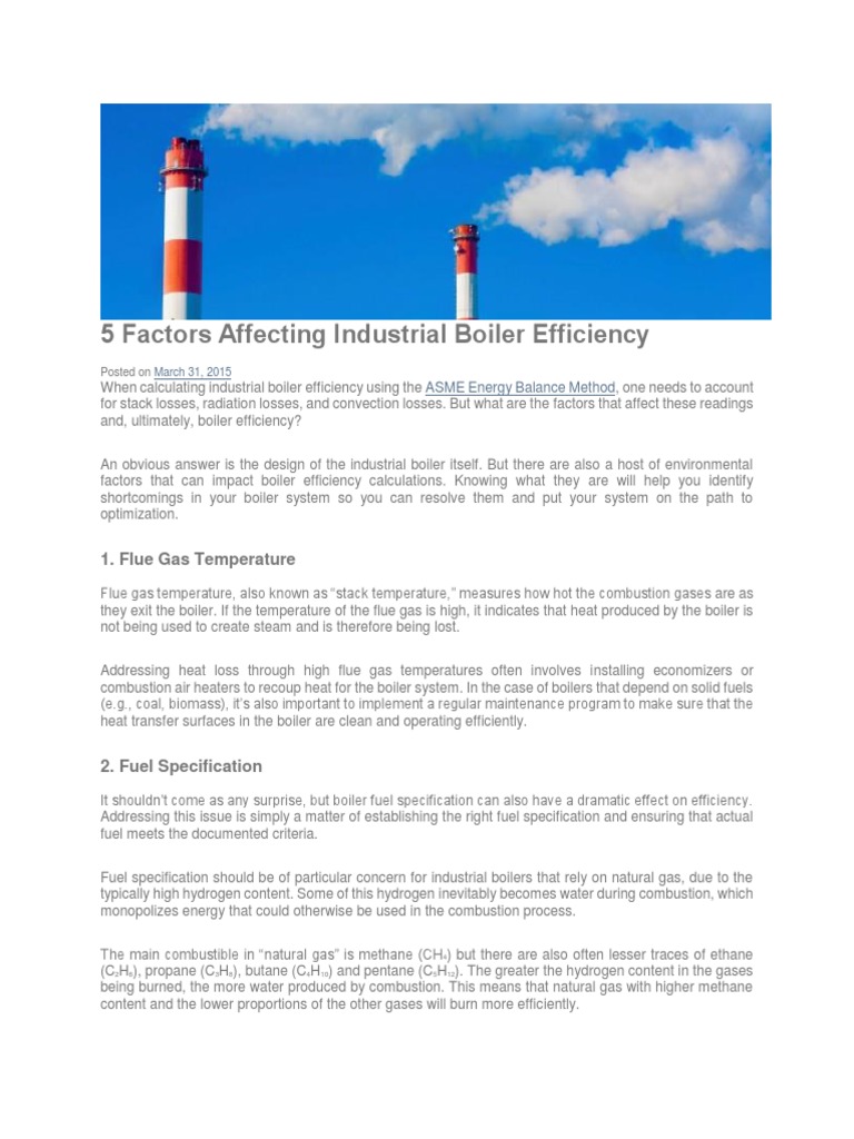 Factors Influencing Boiler Efficiency | PDF | Boiler | Combustion