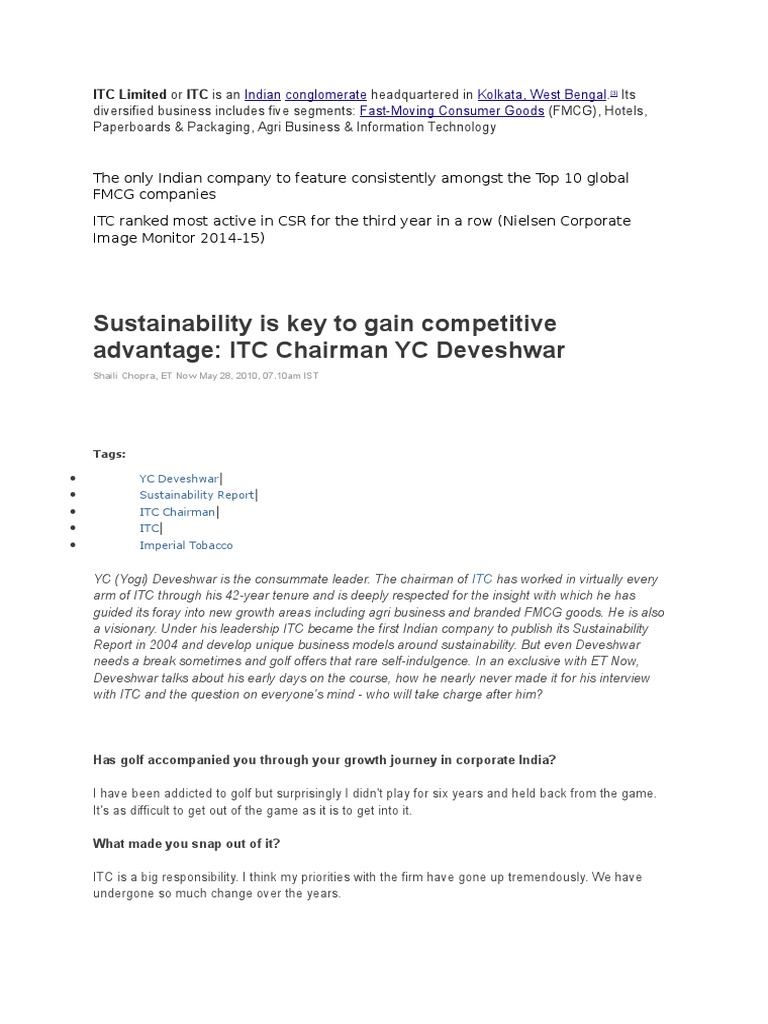 ITC Education and Stationery - PNG | PDF | Economics | Economies