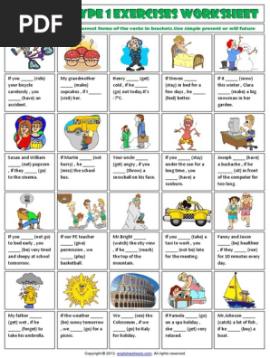 Conditionals If Clauses Type 1 Exercises Worksheet Pdf