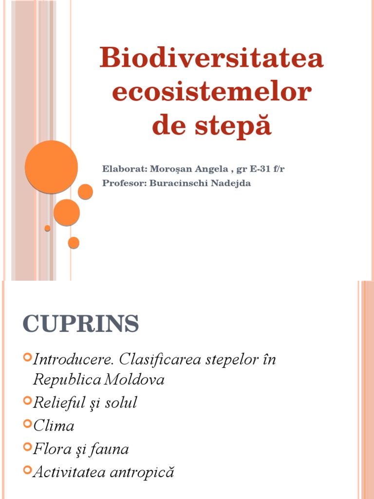 Biodiversitatea Ecosistemelor de Stepa | PDF