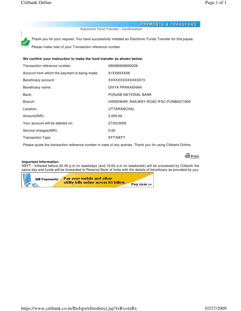 EFT Confirmation for Citibank Users | PDF | Business | Finance & Money ...