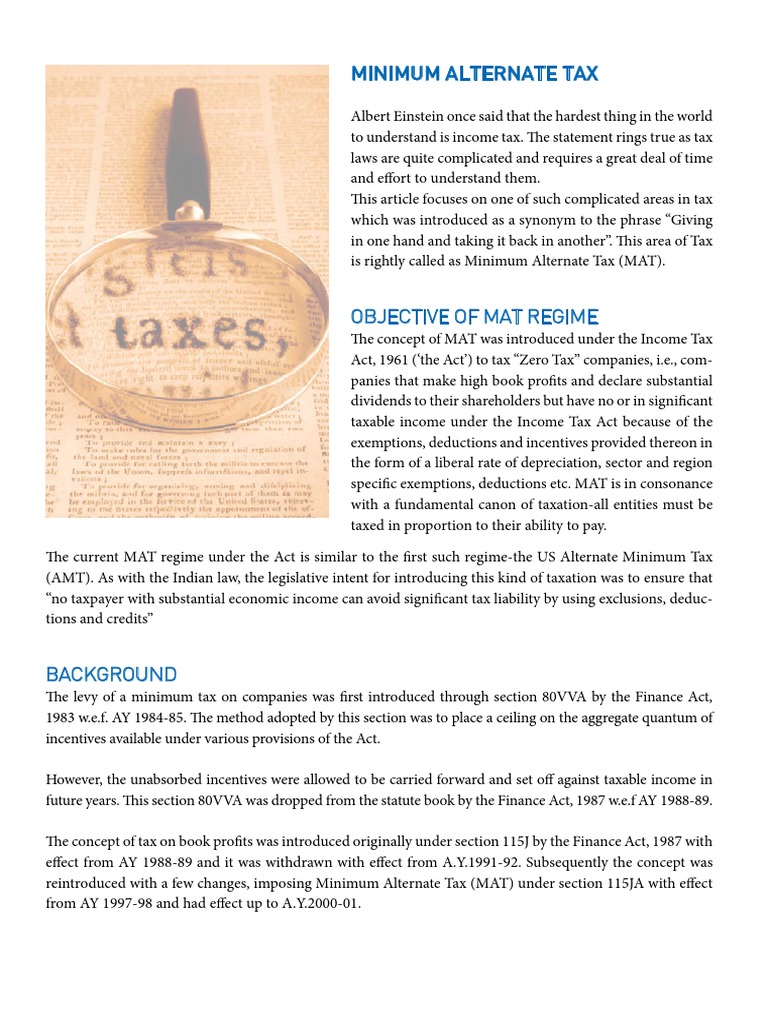 Minimum Alternate Tax Income Tax In India Taxes