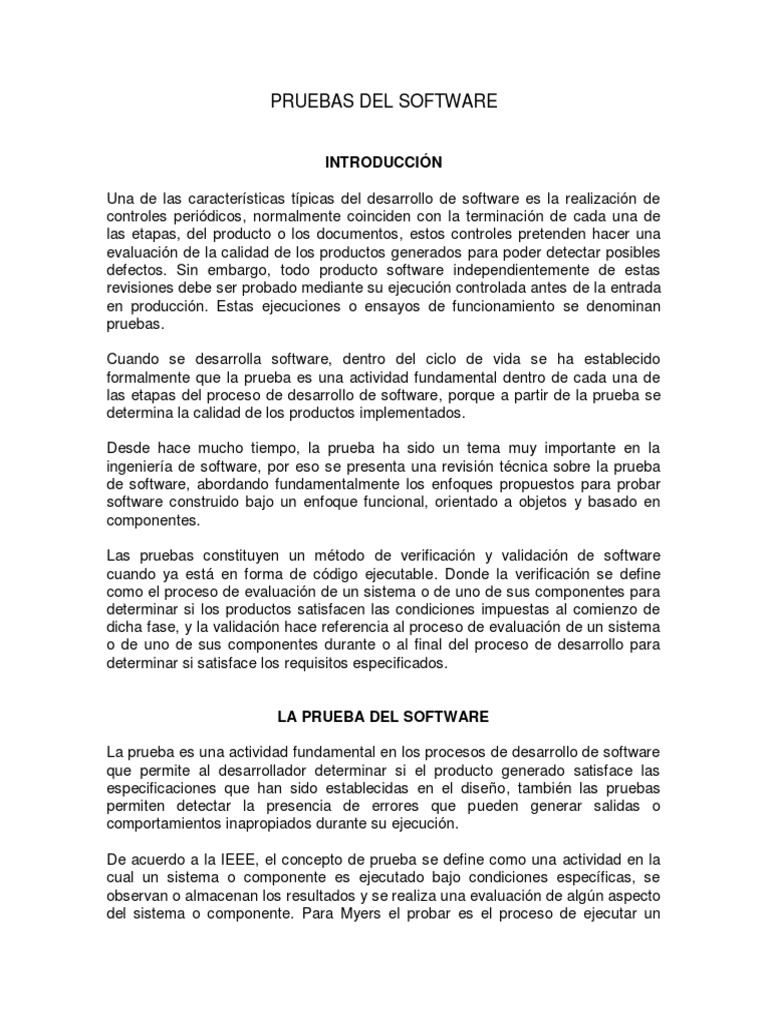 Pruebas de Software: Enfoques y Técnicas | PDF | Ingeniería de software ...