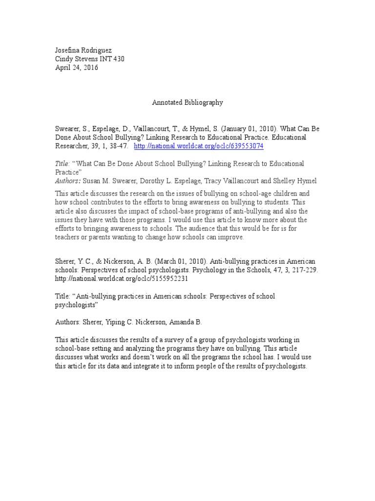 Annotated bibliography bullies 06 picture