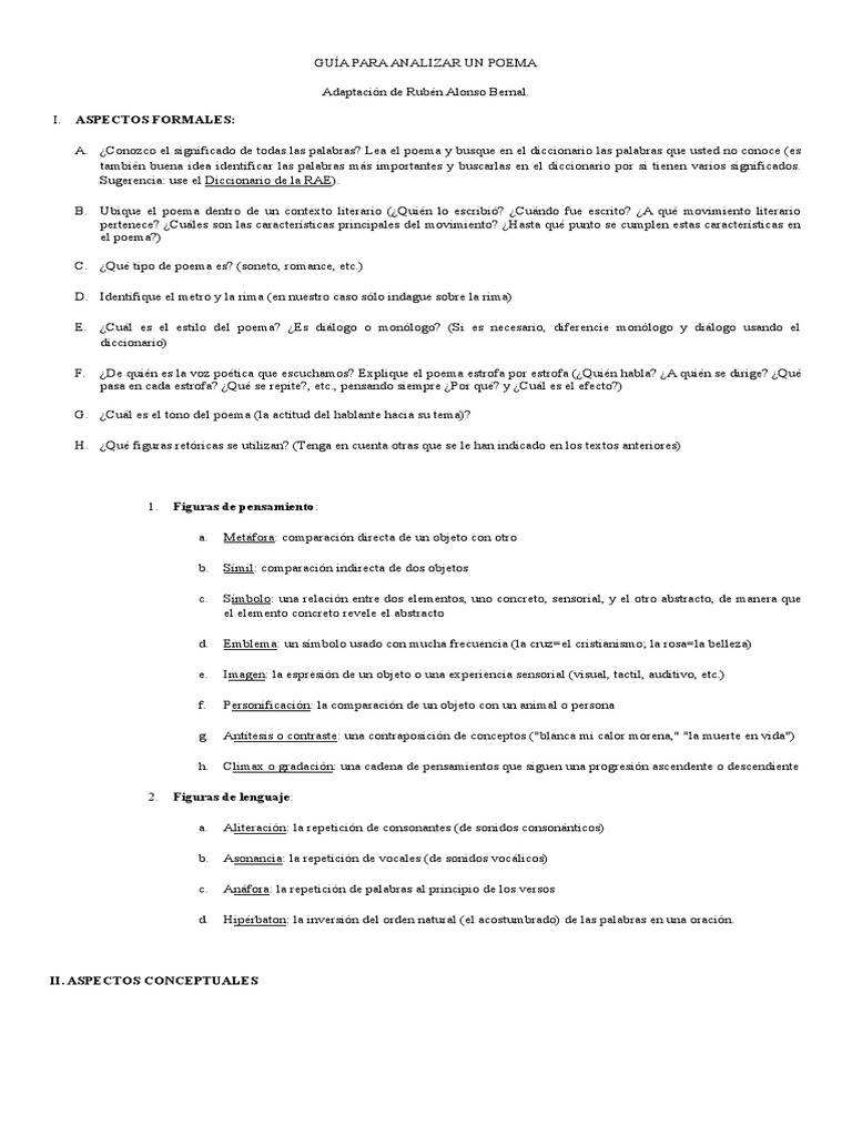 Guía para Analizar Un Poema | PDF | Diccionario | Ensayos