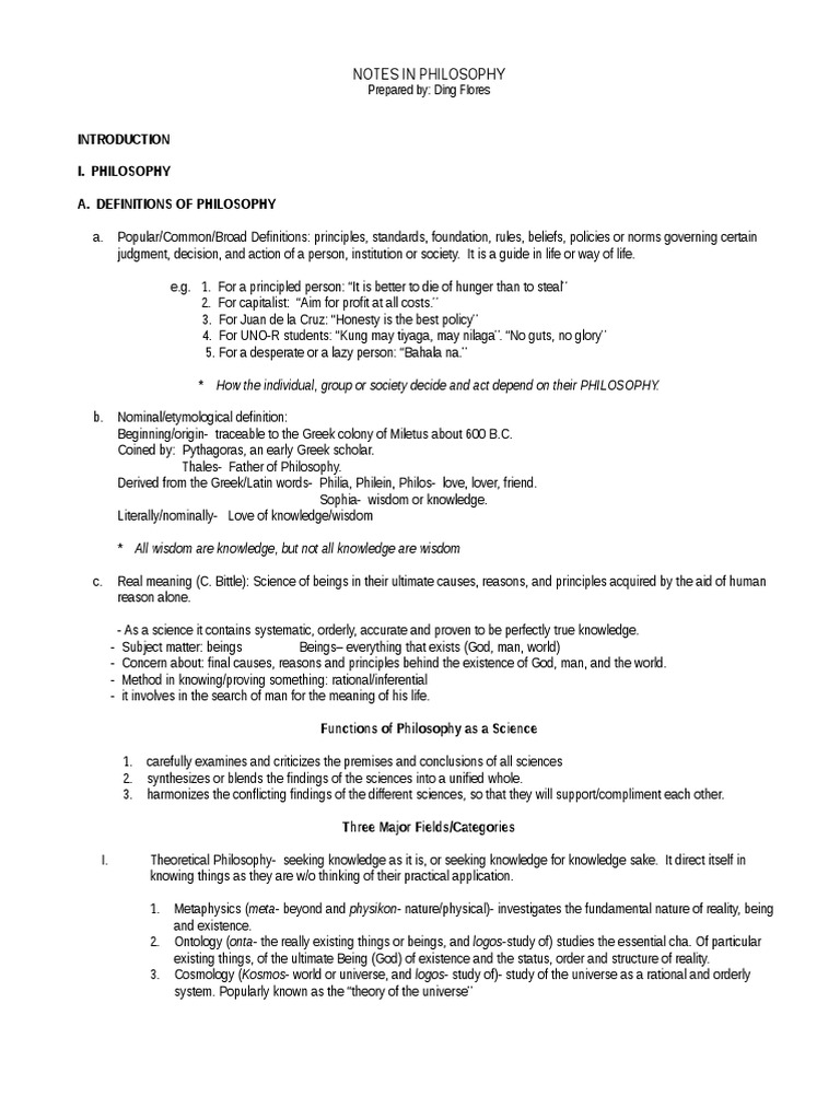 Intro to Philo. Notes Epistemology Reason