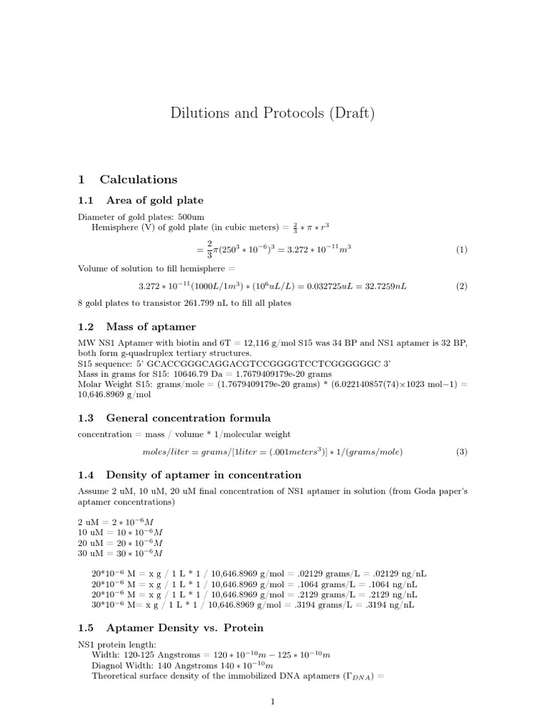 Dilutions Protocols Draft PDF Elisa Chemistry