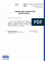 Grammar and composition certification letter