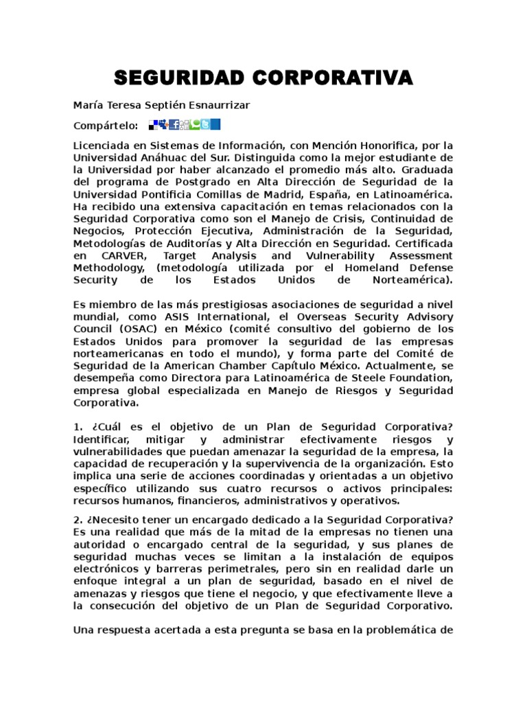 Estrategias de Seguridad Corporativa | PDF | La seguridad | Corporaciones