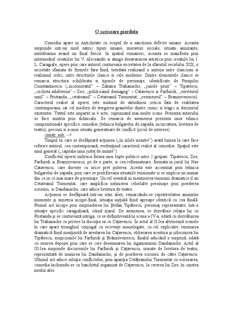 I. L. Caragiale - O Scrisoare Pierduta