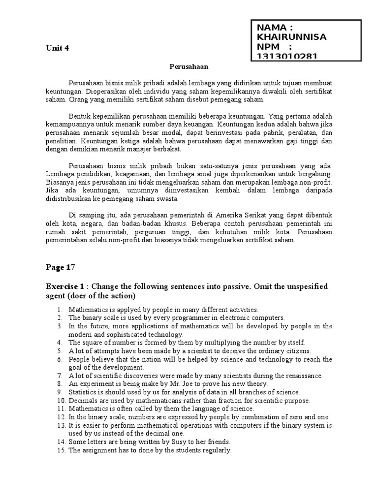English II - Unit 4, Passive Voice and Structure  PDF  Science  Ilmu 