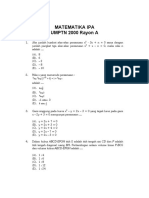 UMPTN Matematika IPA 2000 (Rayon a)
