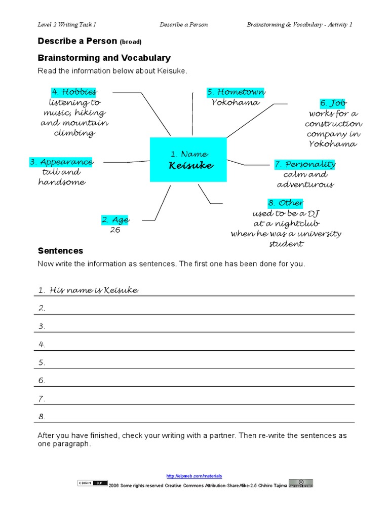 Writing Task: Describe a Person | PDF | Semiotics | Cognition