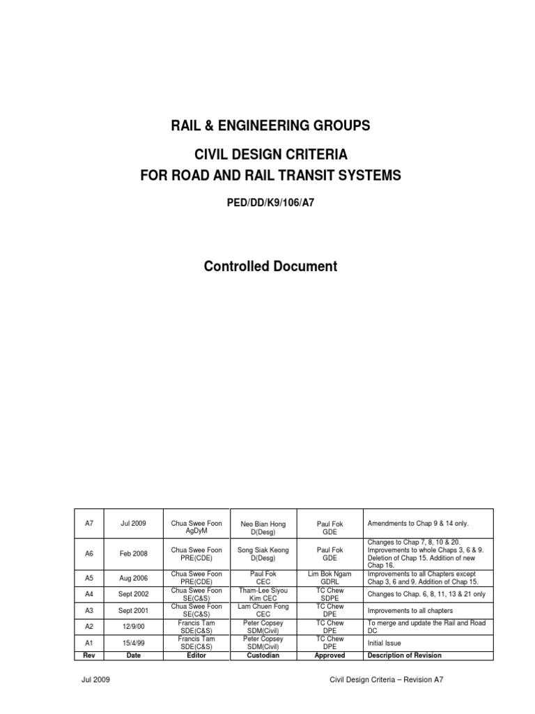 LTA Civil Design Criteria PDF Tunnel Engineering