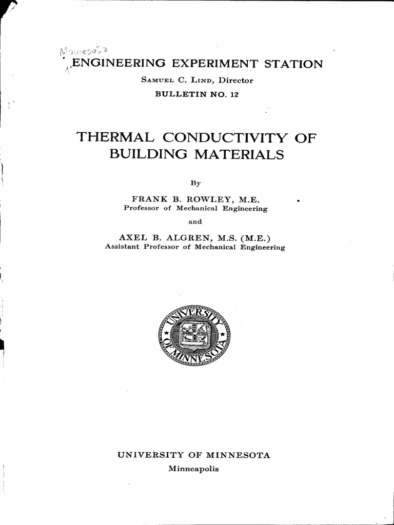 Thermal Conductivity of Building Materials | PDF | Thermal
