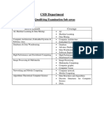 Csis Department: PHD Qualifying Examination Sub-Areas