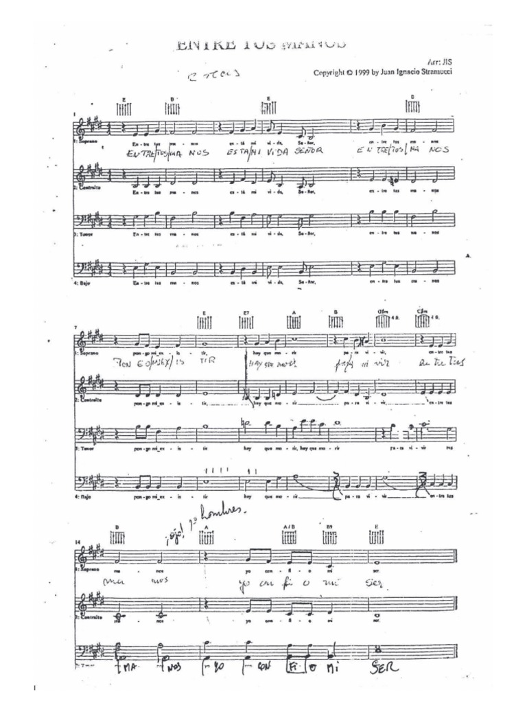 Partituras Entre Tus Manos PDF