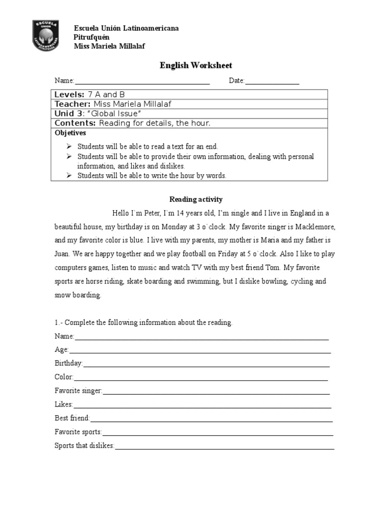 English Worksheet: Global Issues Unit | PDF | Wellness