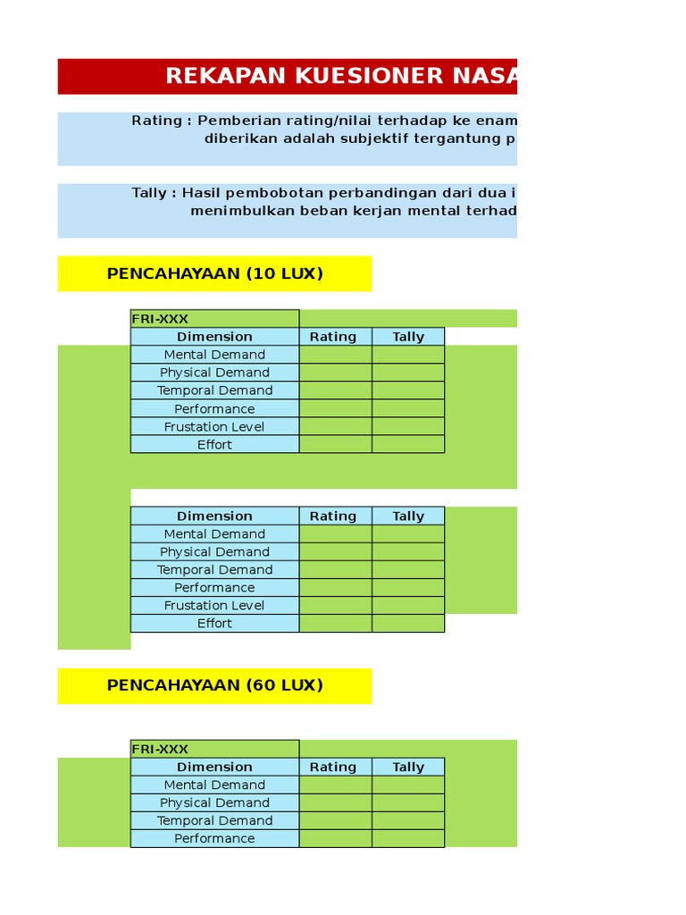 Rekapan Nasa TLX | PDF
