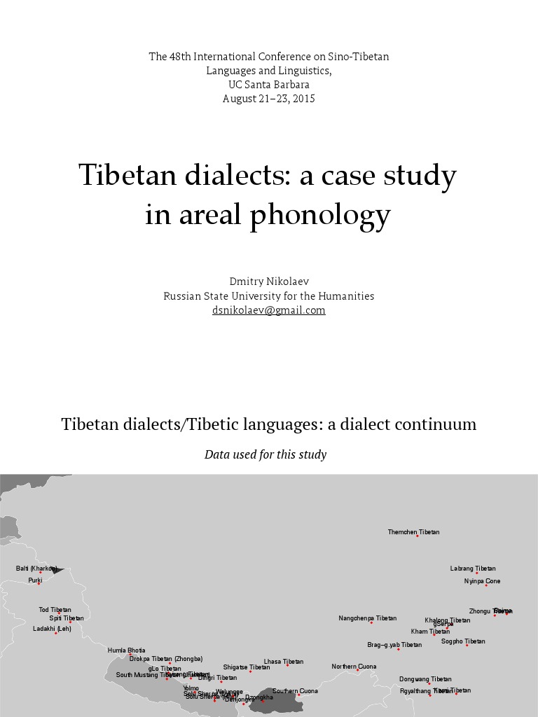 Tibetan Dialects: A Case Study in Areal Phonology | PDF | Oral ...