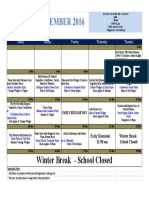 Winter Break - School Closed: ES Dining Hall Menu