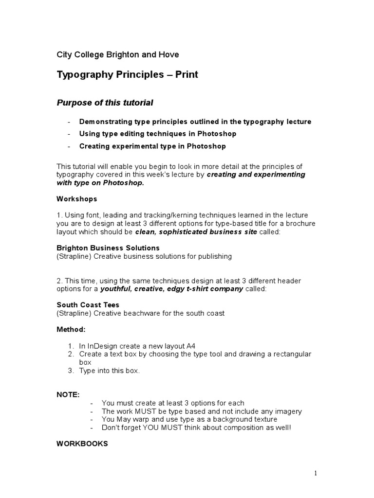 Typography Principles Tutorial in Photoshop | PDF | Typography | Text