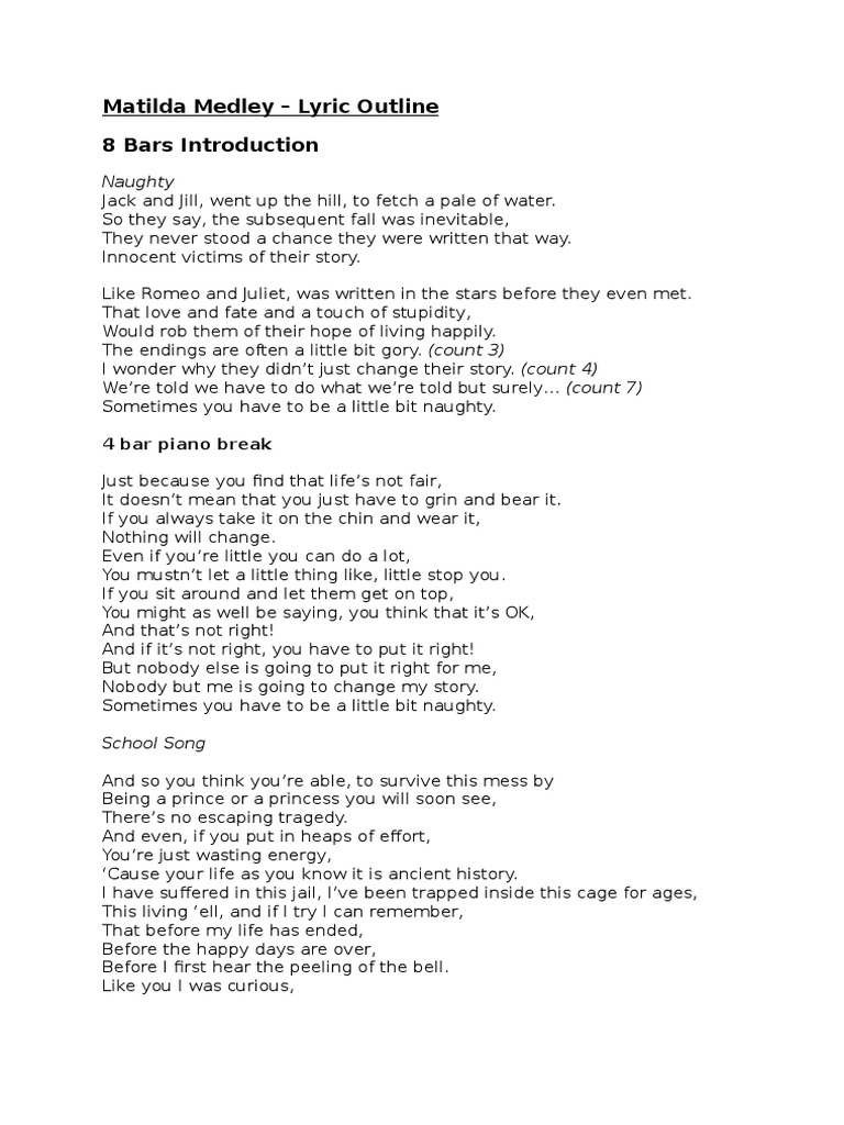 matilda-medley-lyrics-leisure